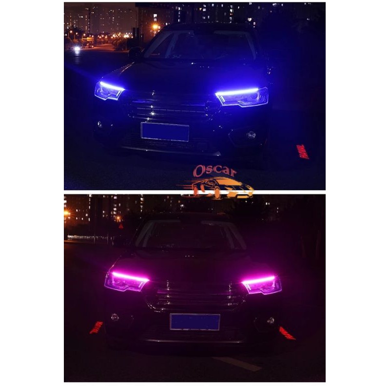 Lampu Alis LED slim (1pcs) DRL Mobil fleksibel waterproof 60cm 2 warna running 60cm headlamp