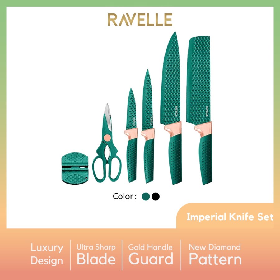 Pisau Ravelle Imperial Knife Set 6in1 - Pisau Dapur Set 6in1 - Jade