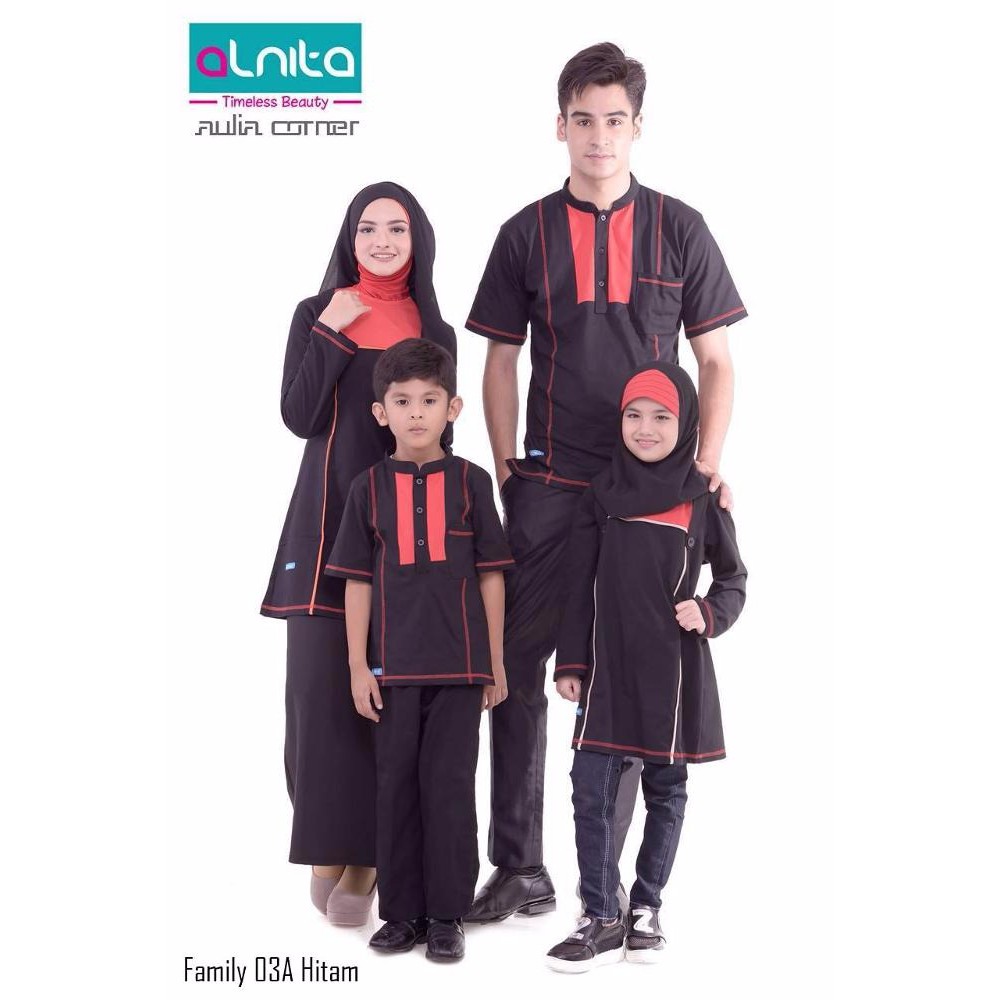 PROMO Baju Muslim Keluarga Alnita Couple Family 03 Hitam ORIGINAL Baju Muslim Couple Keluarga