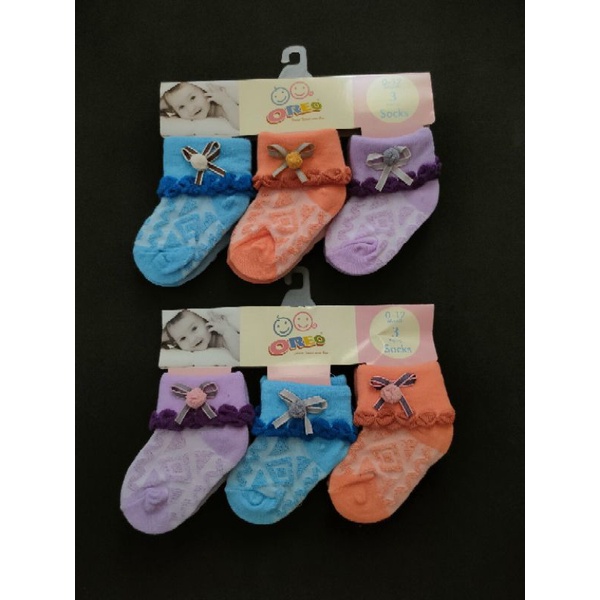 Kaos Kaki Renda Bayi 0-3 Bulan Isi 3 Psg / Kaos Kaki Bayi Renda / Baby Girl Socks