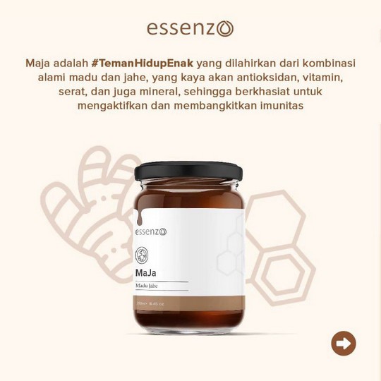 

MaJa Honey(Madu Jahe) @250ml | memperlancar Pencernaan Essenzo