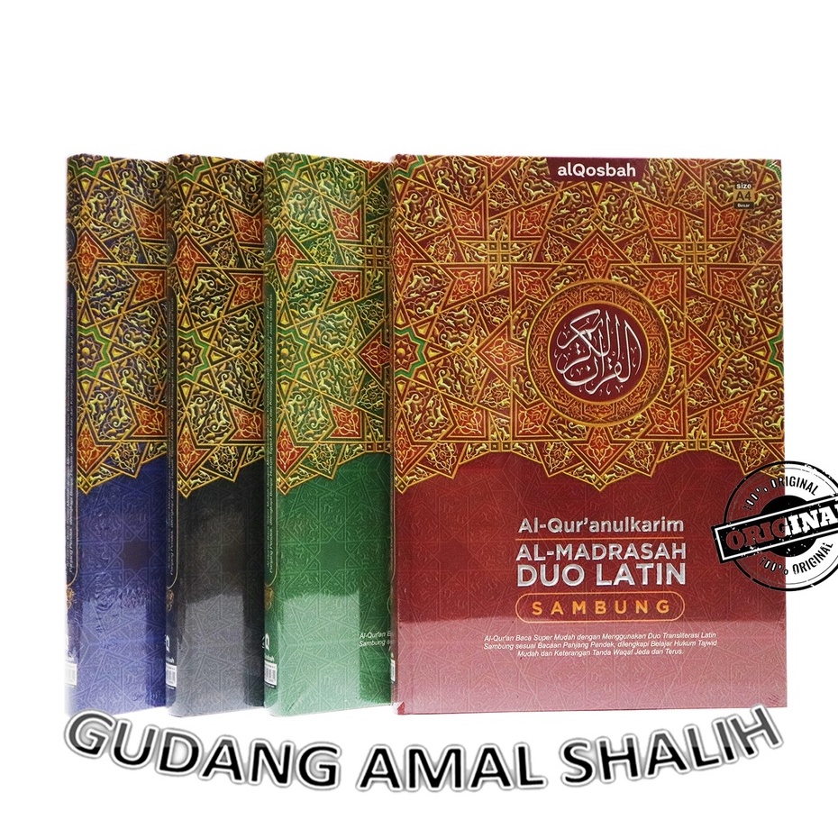 ( BISA CUSTOM CETAK NAMA ) Al Quran Duo Latin SAMBUNG Besar A4 HC Al-Madrasah Duo Latin Sambung - Du