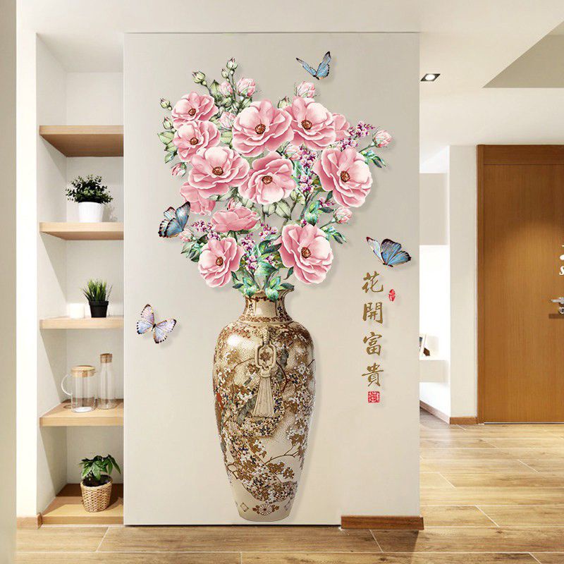 WALL STIKER POT BUNGA VINYL WALL STICKER 3D