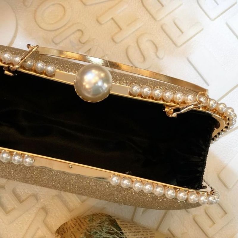 Tas Pesta Elizabeth Embellished Pearl Box Clutch