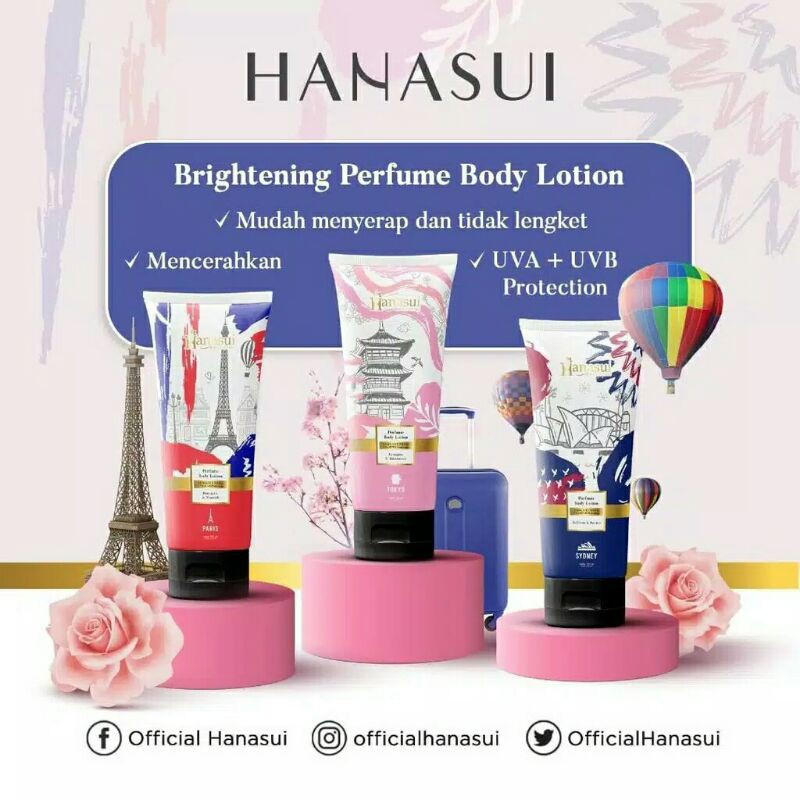 CS1 HANASUI Perfume Body Lotion 180mL UVA UVB Protection | Sydney Tokyo Paris parfum losyen