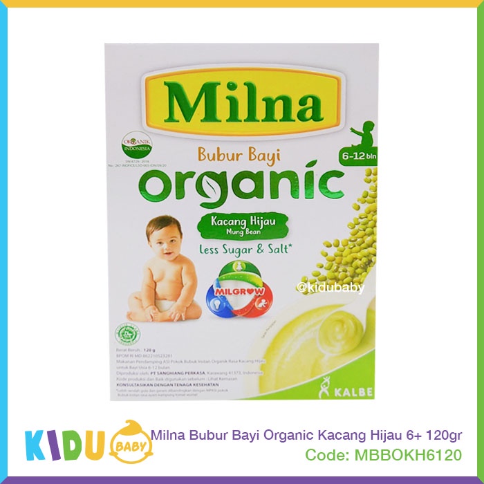 Milna Bubur Bayi Organic 120gr Makanan Cemilan MPASI si Kecil Kidu Baby