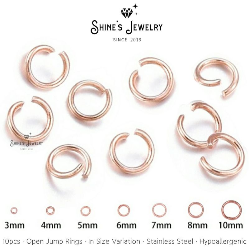 DIY Open Jump Ring Rose gold Stainless steel Hypoallergenic Anti Karat 10pcs