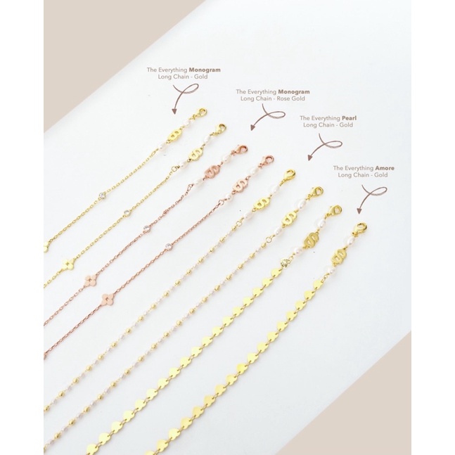 The Everything Monogram Long Chain Gold Rose Gold Amore