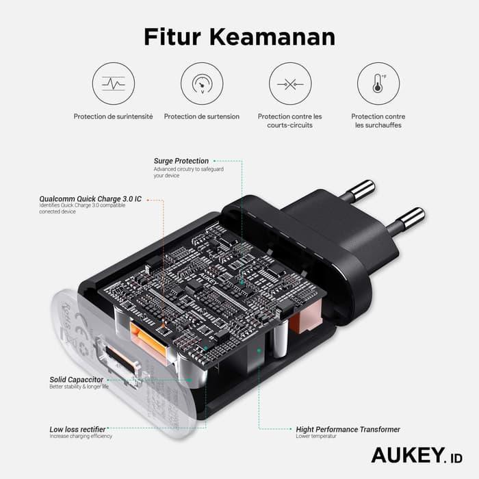 Aukey Charger 1 Port 18W QC 3.0 + Micro USB Cable - SKU : 500001 / 500291