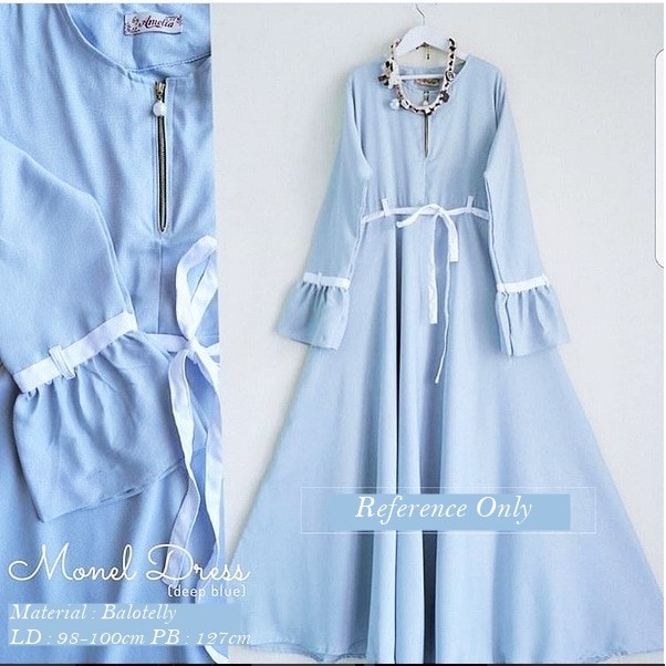 Busana Muslim Monel Dress Balotelly Deep Blue Koleksi Terbaru