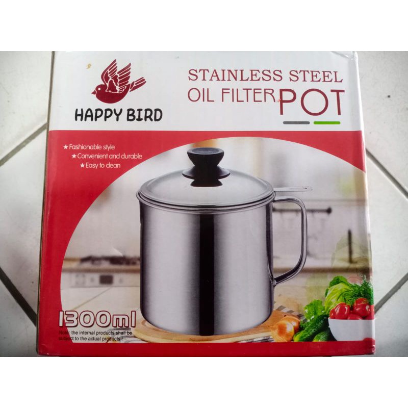 Oil Filter Pot Stainless Steel Happy Bird | Mug Saringan Minyak