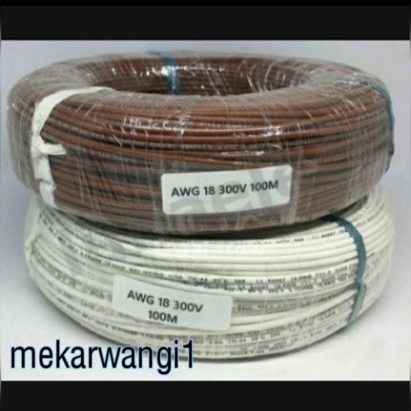 kabel awg 18 body kecil 100meter - serabut tembaga putih