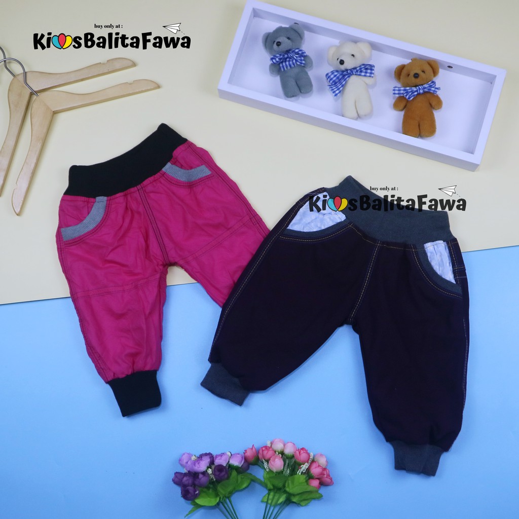 Jogger Lily Kids uk 6-18 Bulan / Celana Anak Perempuan Outfit Kece Joger Pants Balita Polos Kantong