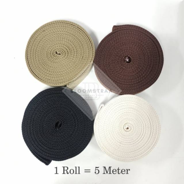 Webbing Katun 3,8cm (5 Meter) 38mm tali tas polycotton webbing handle tas 38 mm lokal 3,8 cm 4 cm