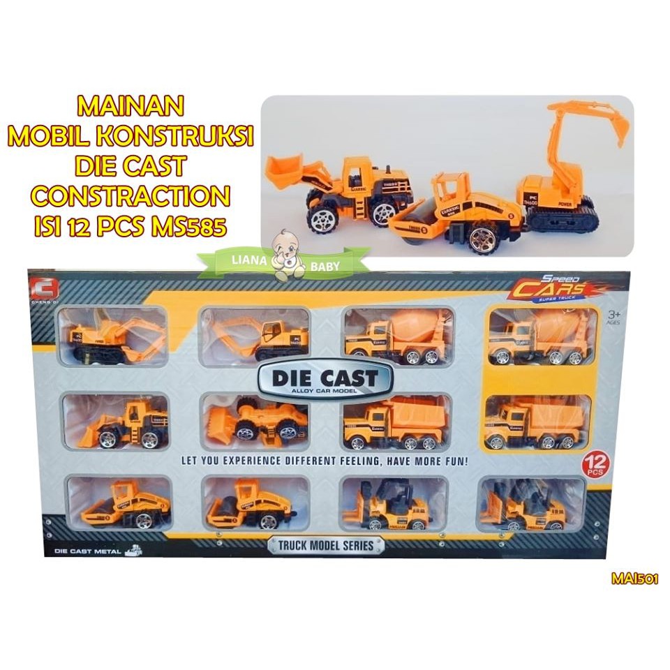 MAI501 MAINAN MOBIL KONSTRUKSI DIE CAST CONSTRACTION ISI 12 PCS MS585