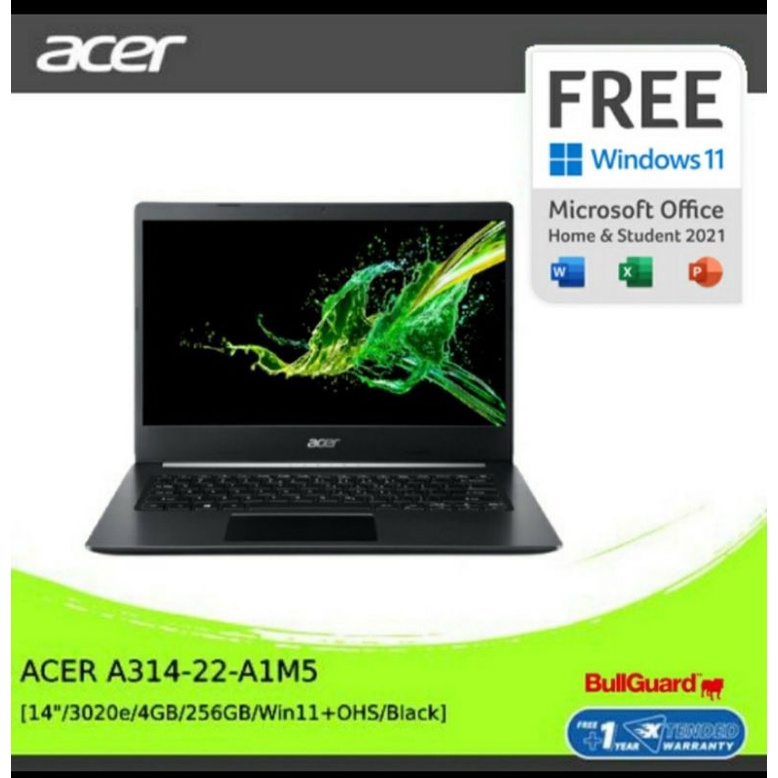 Acer Aspire 3 Slim A314-22-A1M5 14" 3020e 4GB 256SSD Win 11 OHS 2021
