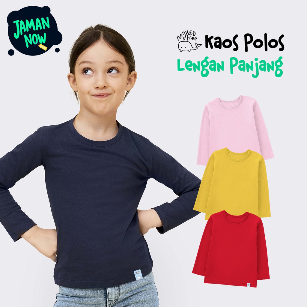 Plazababyku KAOS POLOS LENGAN PANJANG ANAK BAHAN KATUN COMBED KAOS ANAK MURAH 1-4 Tahun