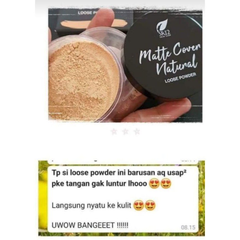 Loose Powder Matte Cover Natural SR12 Bedak Tabur Memberikan Efek Look Makeup Natural Anti Sinar UV