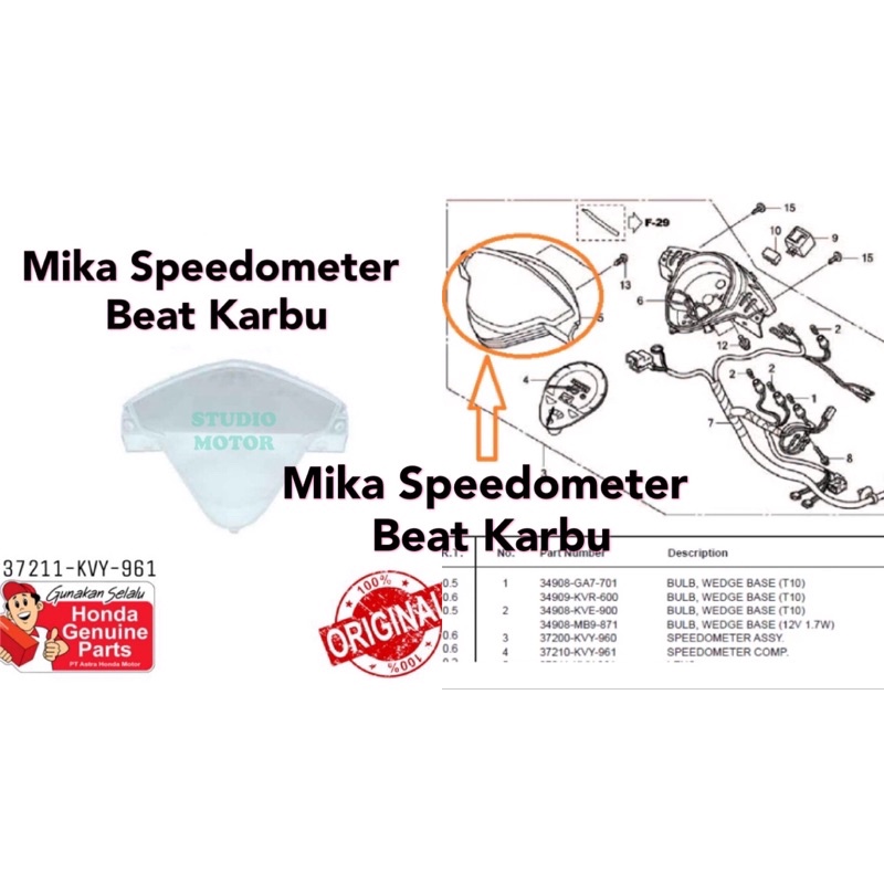 Mika Speedometer BEAT KARBURATOR KACA KM Beat Karbu Original Ahm 37211KVY961