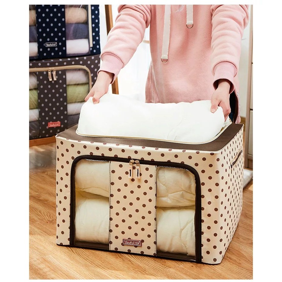 NA - Storage Box Lipat Bahan Tebal Dual Zipper - Box Bed Cover 66L