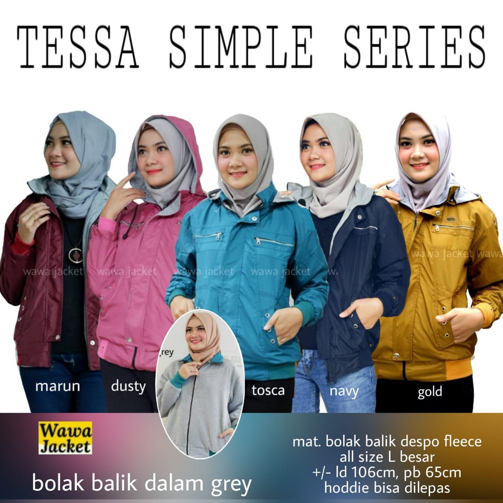 tessa siple bolak balik vans hoodie jaket wanita parasut premium