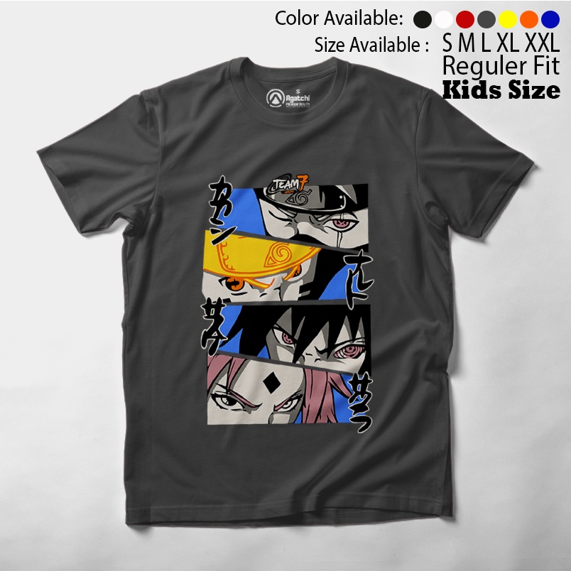 Baju Kaos Atasan Anak Laki-Laki Kids T Shirt Anime Naruto Shipuden Team 7 Kakashi Naruto Sasuke Sakura