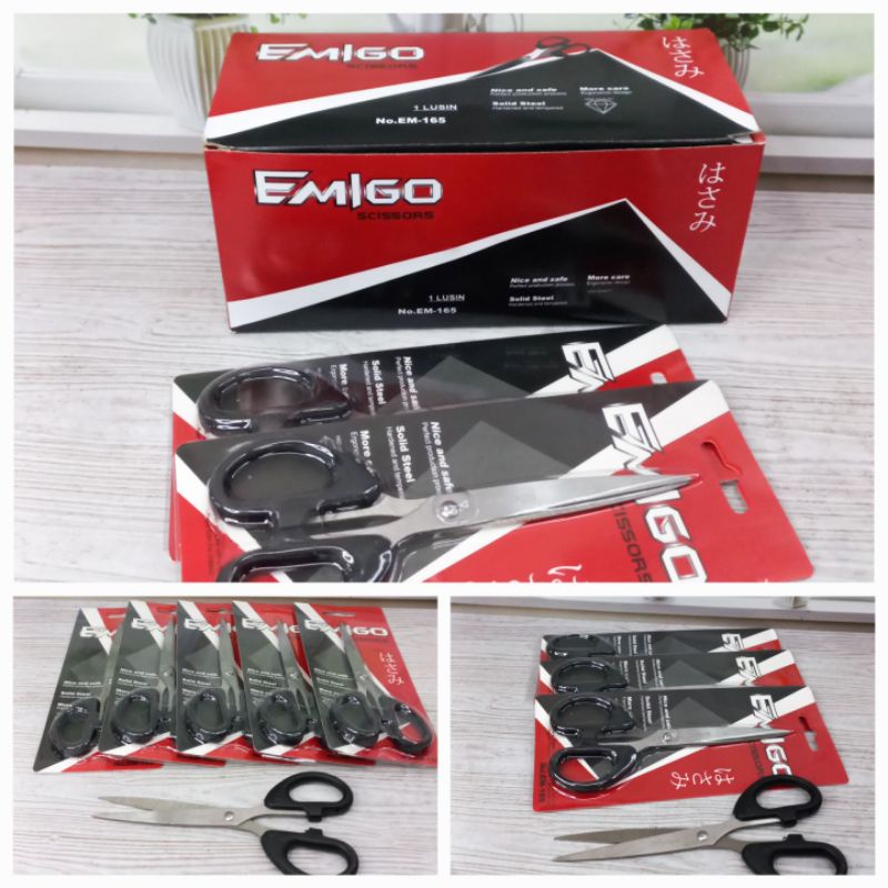 Gunting Sedang Scissors Emigo Em165 Grosir Isi 6Pcs