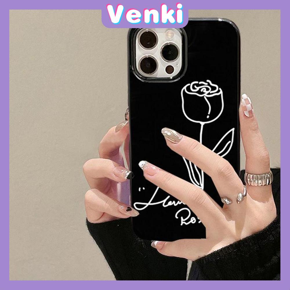 iPhone Case Silicone Soft Case Black TPU Glossy Big Hole Camera Protection Shockproof Line Rose For iPhone 13 Pro Max iPhone 12 Pro Max iPhone 11 Pro Max iPhone 7 Plus iPhone x xr