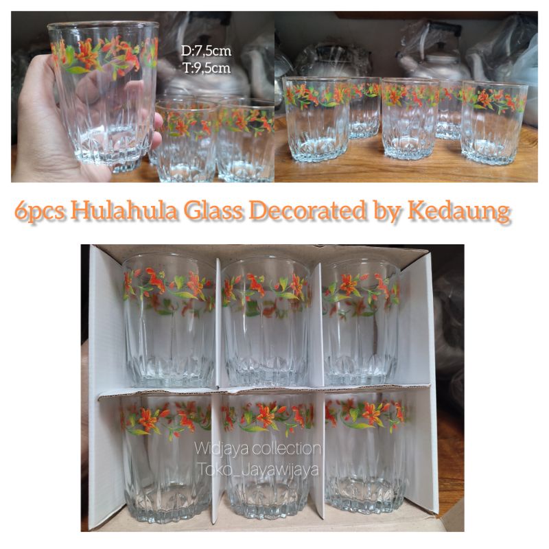 6pcs Hulahula Glass kedaung/Set gelas Kedaung