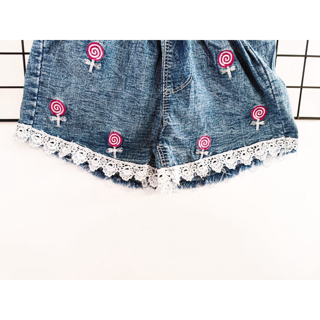 Promo !! Hotpants anak cewek lucu / hot pants candy lolipop ukuran 6bulan - 18bulan (biru) / Celana pendek anak import