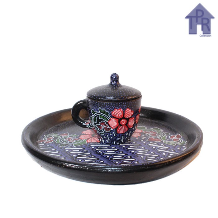 Gerabah Tea Set Premium - Poci Batik Tulis - Motif Dot B