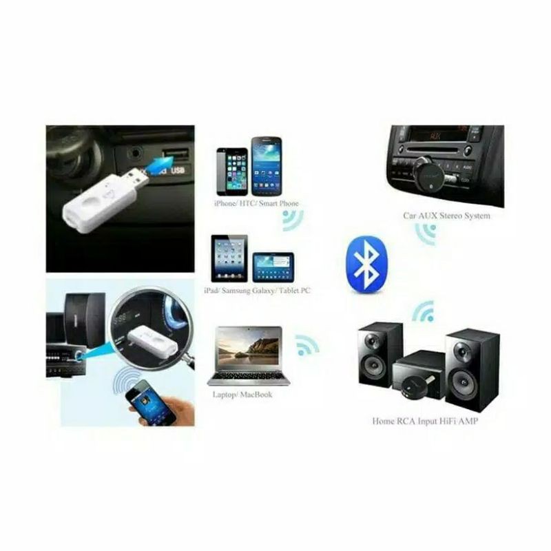 DONGLE USB Bluetooth receiver audio musik tanpa kabel AUX