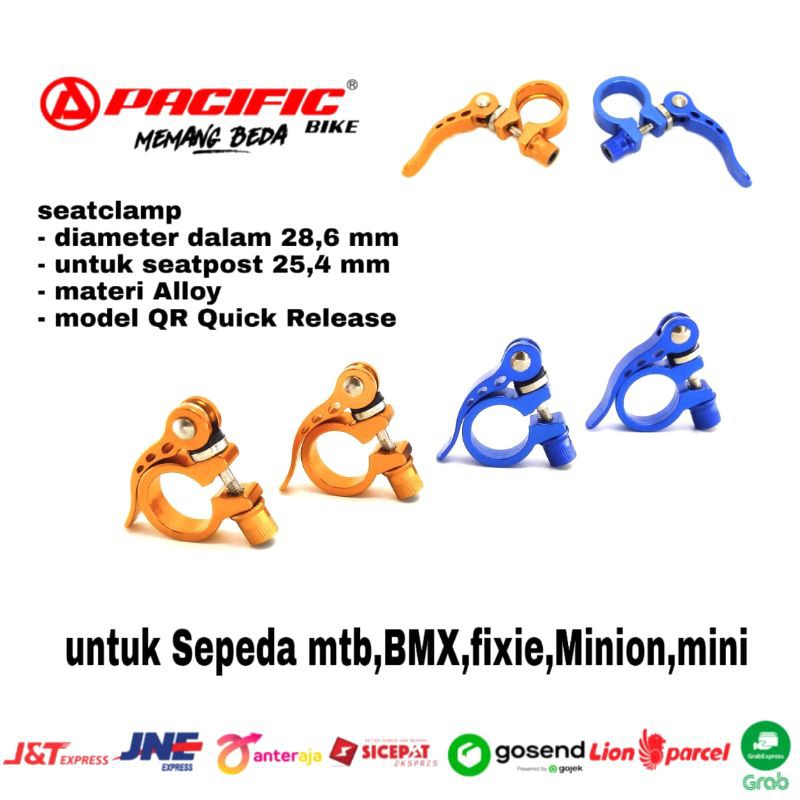 seatclamp 28,6 mm seat clamp kuncian seatpost 25,4 pacific alloy sepeda bmx fixie minion mtb federal