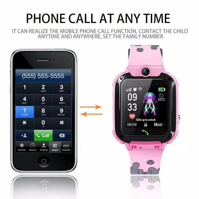 Q15  [Ready stock] smart watch Tahan air jam tangan pintar anak-anak, layar sentuh telepon GPS/SOS