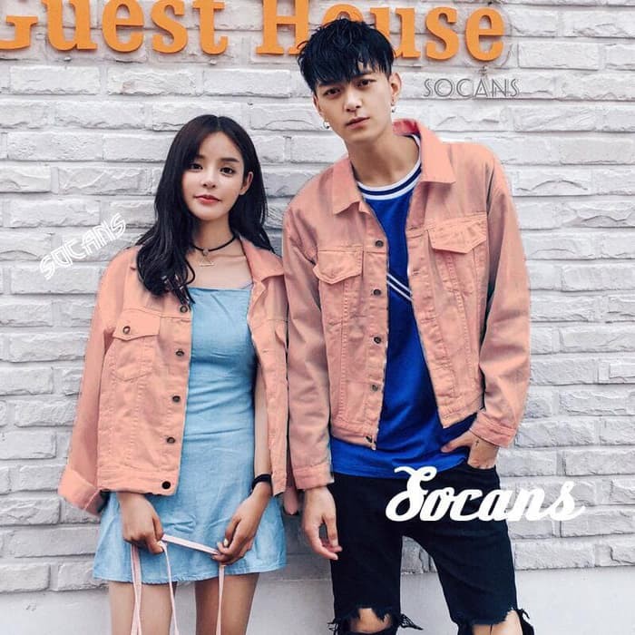 Oversized Jacket Jeans Denim Zara Jaket Pink Bio Blitz Tebal Import - Pink