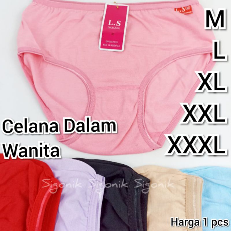 CD Celana Dalam Wanita Dewasa M L XL XXL XXXL Polos LS Lucas Sofie Jumbo Big Size Perempuan Cewek Remaja Besar Katun Sigonik