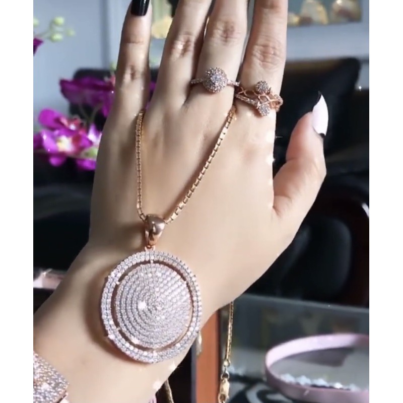 Kalung Perak Kekinian 925 Asli Edisi Gold Liontin Bulat Besar