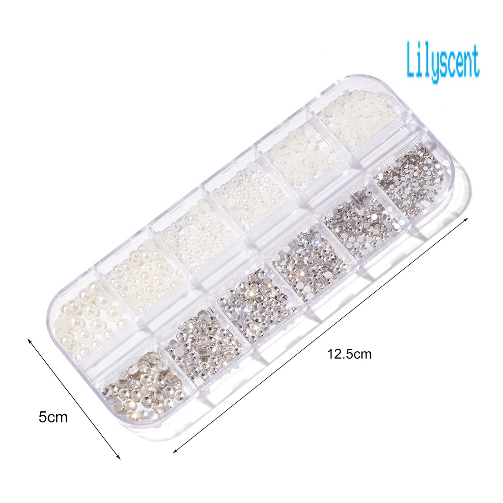 Lily 12 Sekat / Kotak Berlian Imitasi Glitter 3D Untuk Dekorasi Nail Art / Manicure DIY