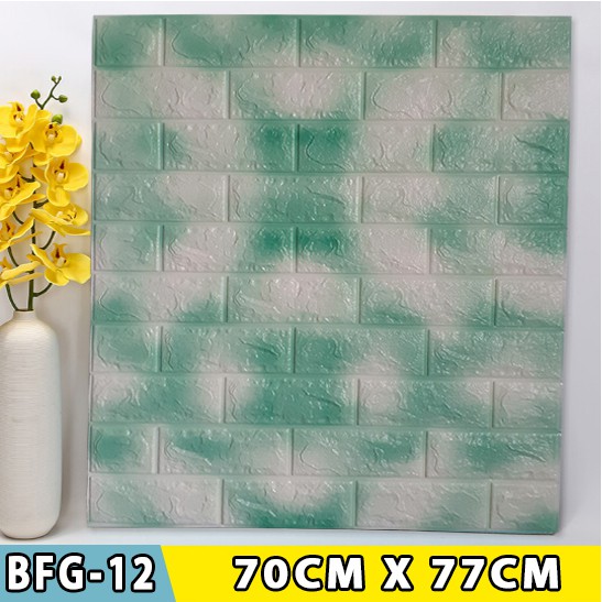 Wallpaper 3D Foam Bata Peredam Suara 70X77Cm Elegant Anti Air Include Lem Wallpaper Ruangan-HIJAU PILOX