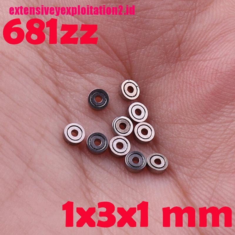 &lt; E2id &amp; &gt; 10pcs 681ZZ Miniatur Bola Bearing Metal Open Micro 1x3 X 1mm