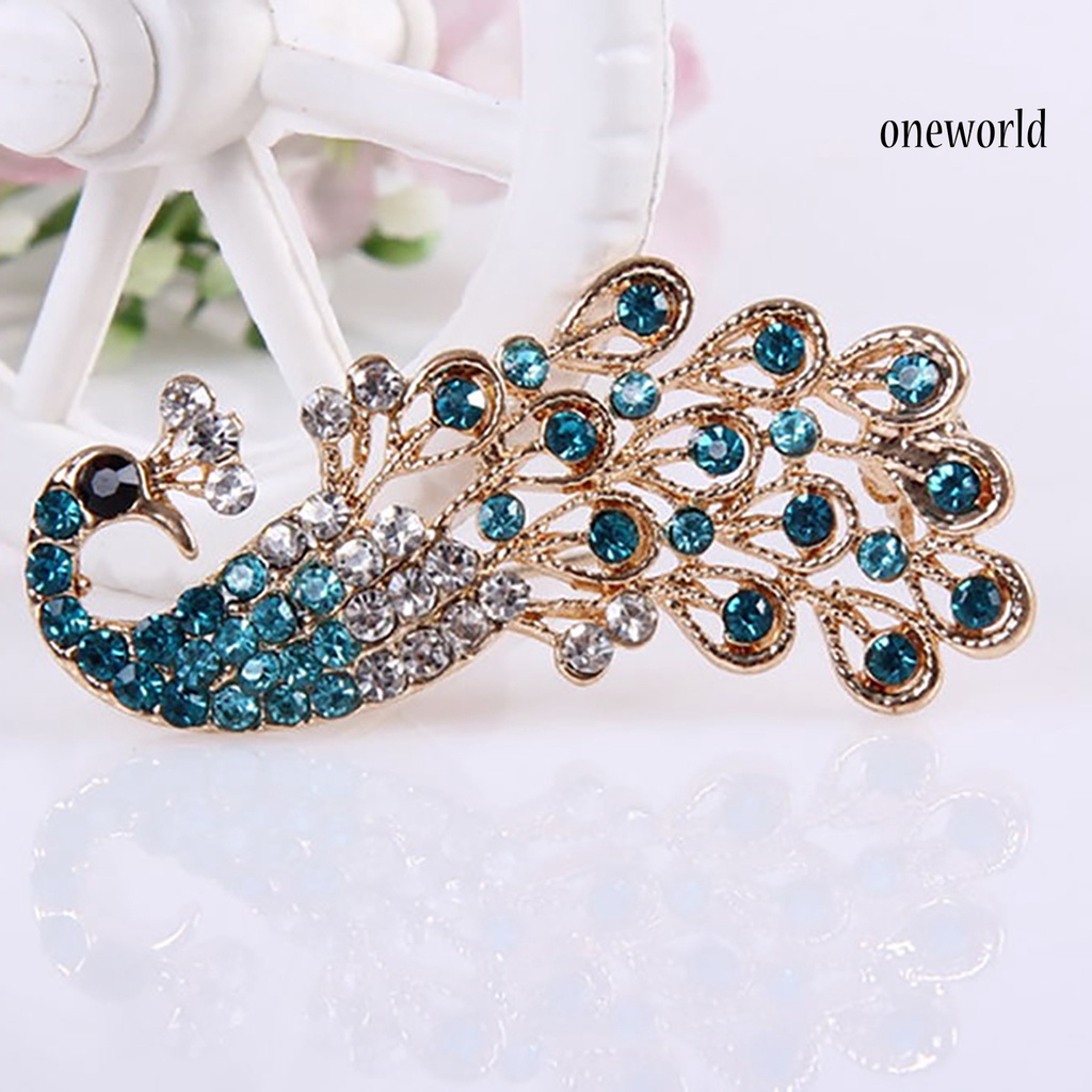 OW@ Brooch Pin Shiny Lovely Women Fashion Peacock Shape Collar Pin for Wedding