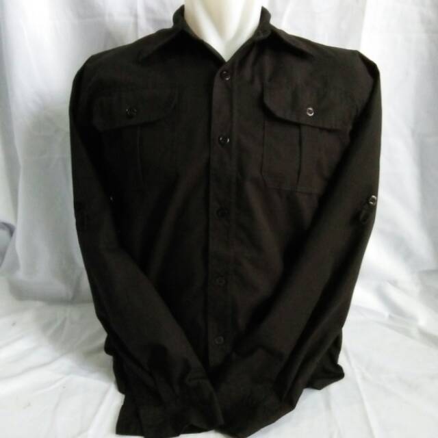 Kemeja pdl/outdoor lapangan lengan panjang/long sleeve ripstop cotton hitam,tan,ijo ode