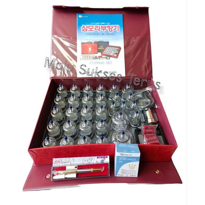 Alat Bekam Sammora Korea isi 30 Tas Merah BONUS Pen Stainless dan Jarum 100pcs