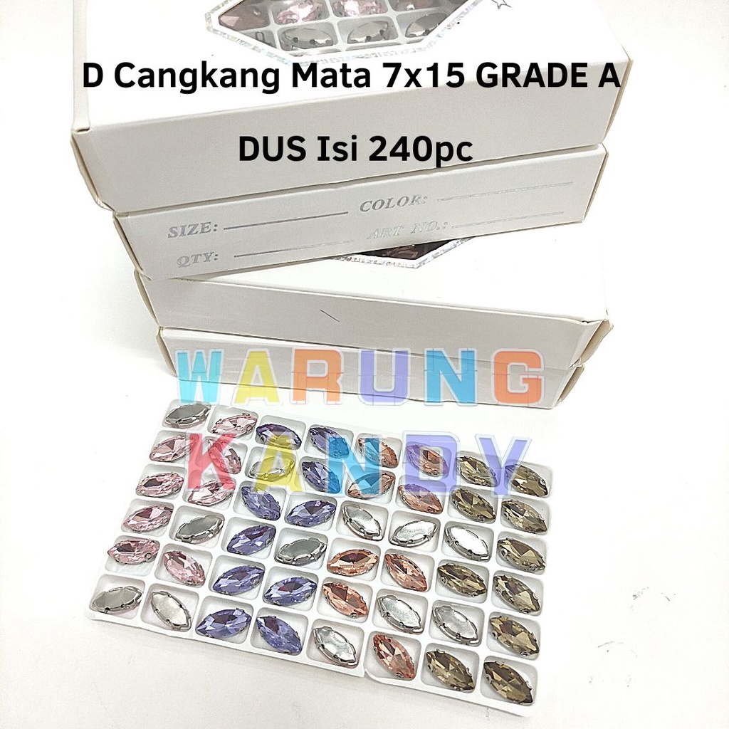 Diamon Jahit Cangkang Mata 7x15 WARNA GRADE A - DUS