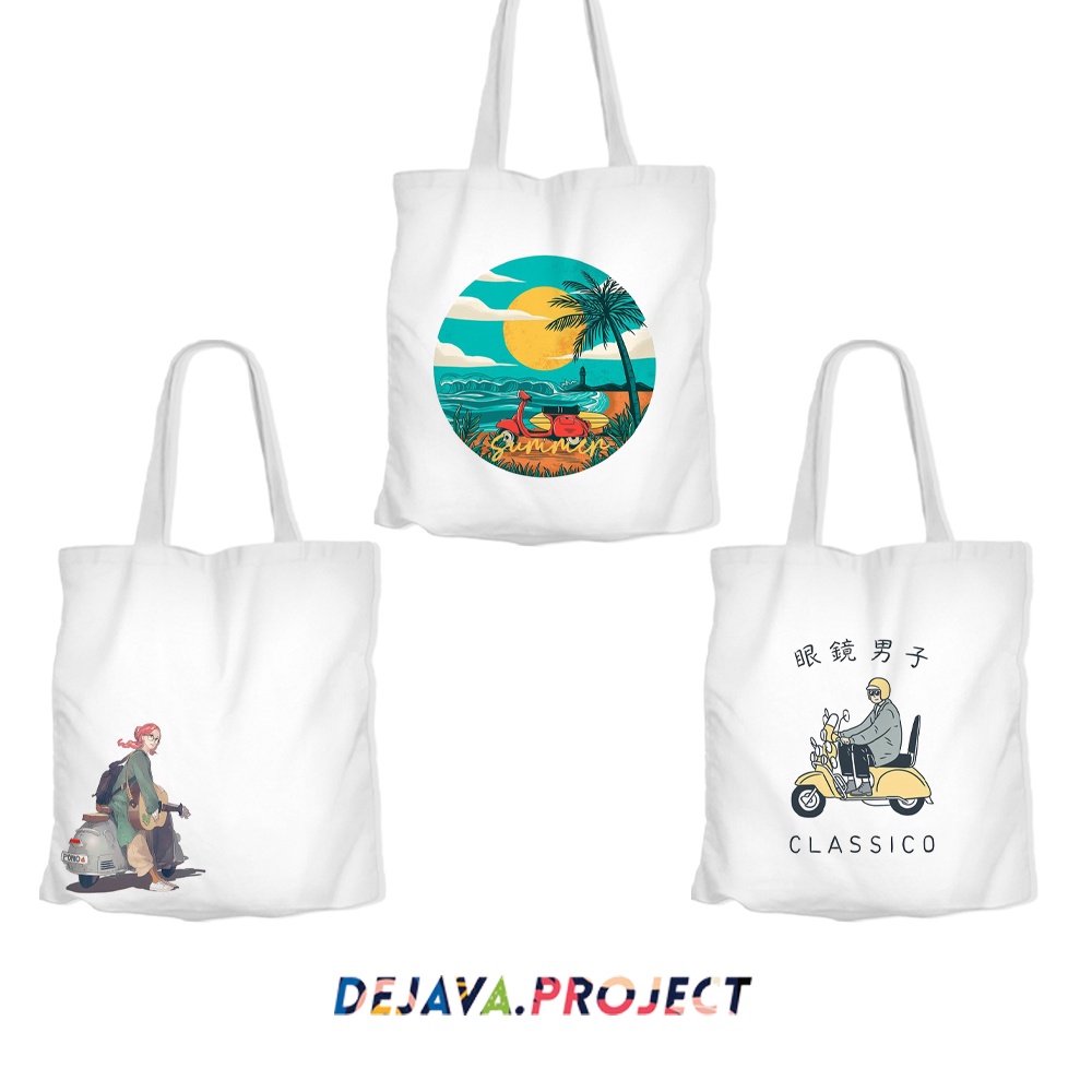 TERBARU TOTEBAG KANVAS ORIGINAL DEJAVA PREMIUM KANVAS UNSEX MOTIF VESPA TERBARU