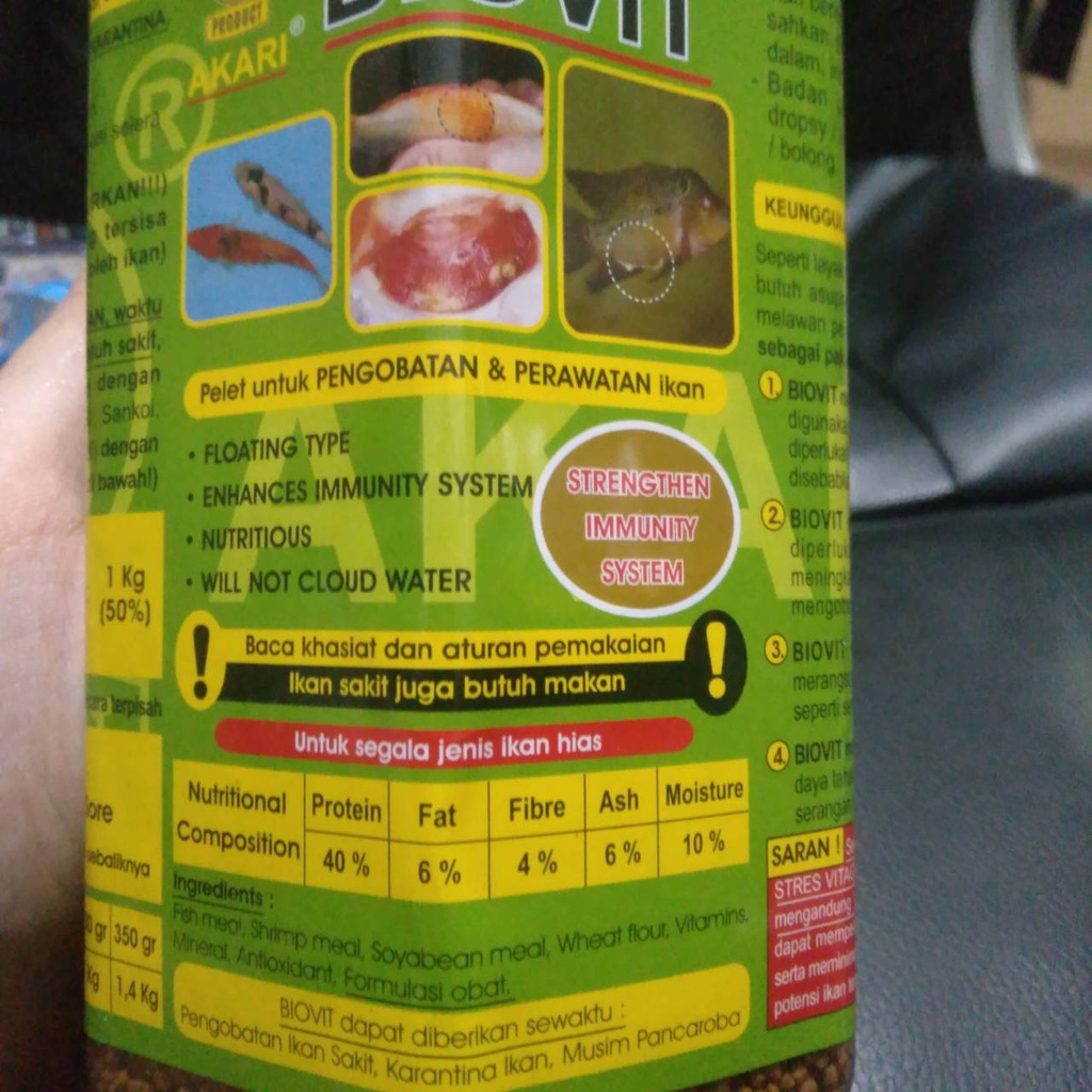 AKARI BIOVIT 350 GR 1MM BIO VIT PAKAN PENGOBATAN DAN PERAWATAN IKAN