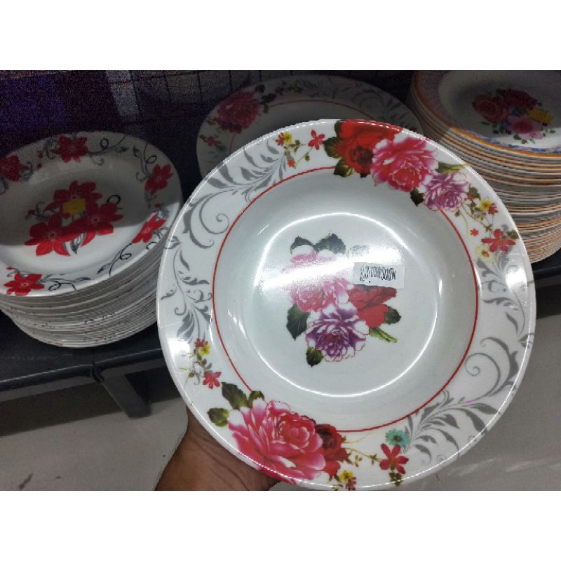 Piring Dalam 9 inch | piring melamin motif bunga | piring makan | piring melamin | piring dapur