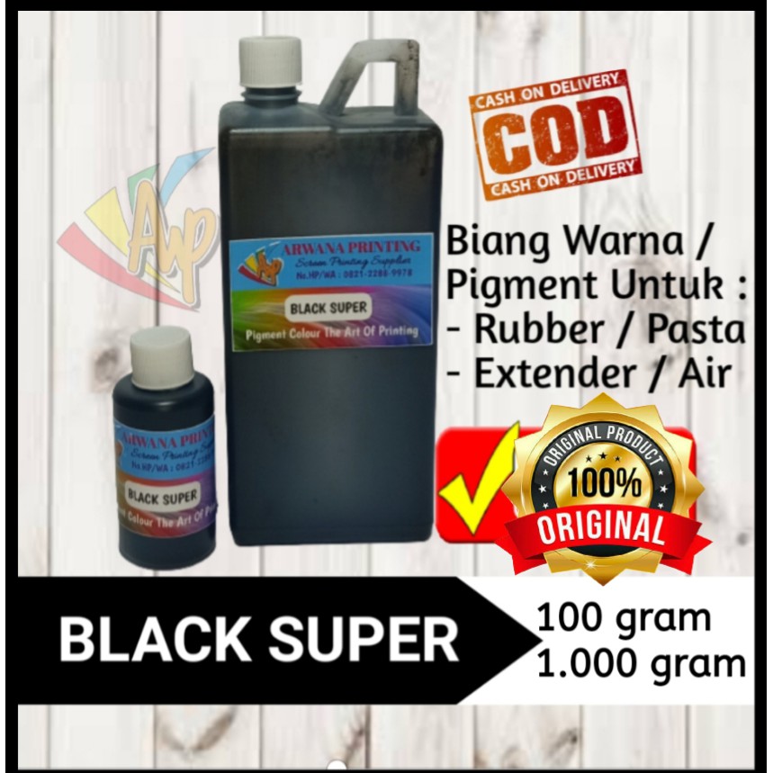 

Pigment Black Super Biang Warna Sablon Hitam 100 Gram