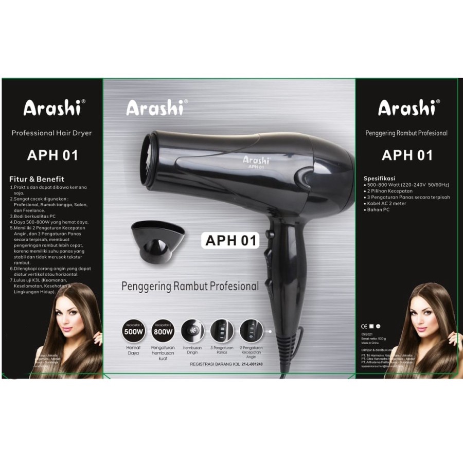 Pengering Rambut / Hair Dryer / HairDryer Arashi APH01