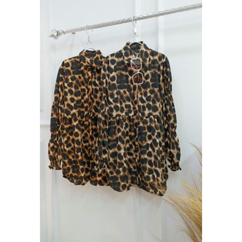 tunik leopard,tunik wanita,atasan wanita,pakaian wanita